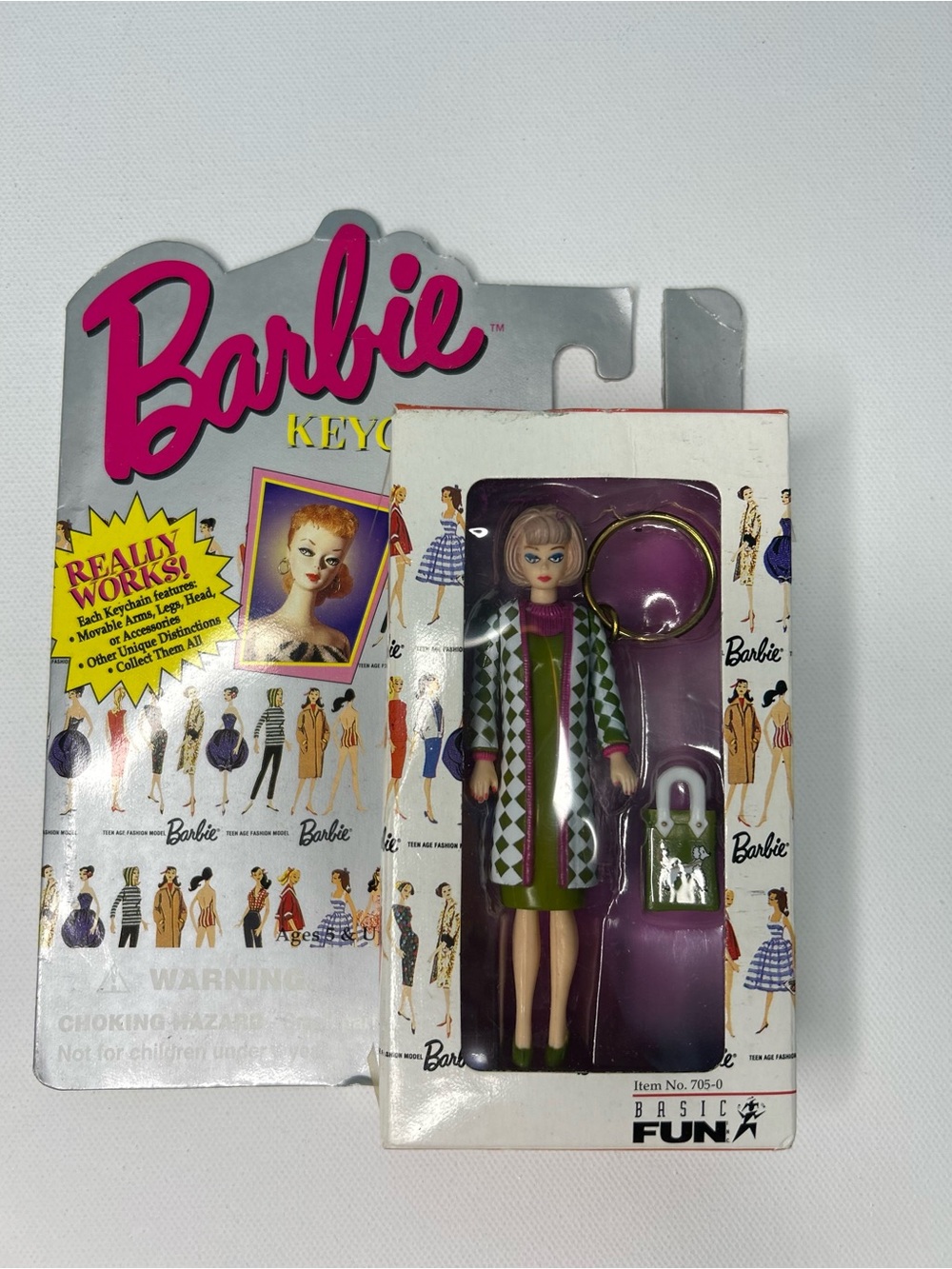 VTG 1995 Barbie Poodle Parade Keychain Basic Fun NIB 705-0 Green Dress